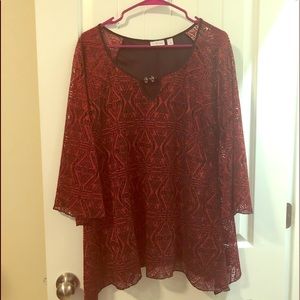 Red women’s top.